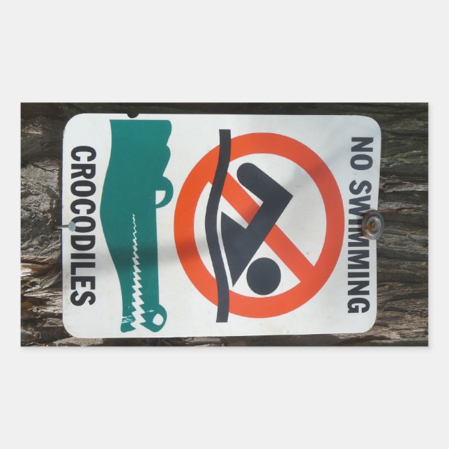 Funny NO SWIMMING Warning Sign Sticker (Front)