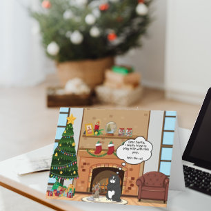 Funny Noël Humour Bah Hum Chat Carte de vacances