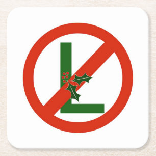 Funny Noel "No L" Christmas Square Paper Coasters