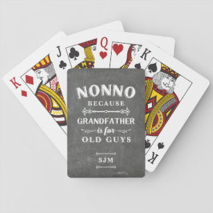 Funny Nonno Grandfather Monogram Playing Cards