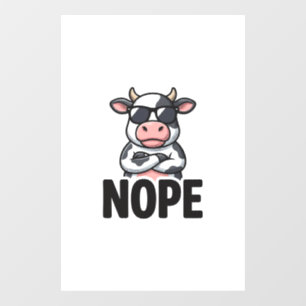 Funny Nope Cow Vintage Vector Design_1 Window Cling