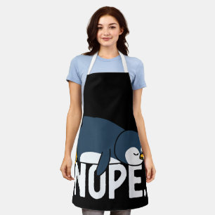 Funny Nope Not Today Lazy Penguin Animal Lover Apron