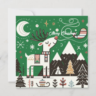  Funny  Nordic Reindeer Pattern Card