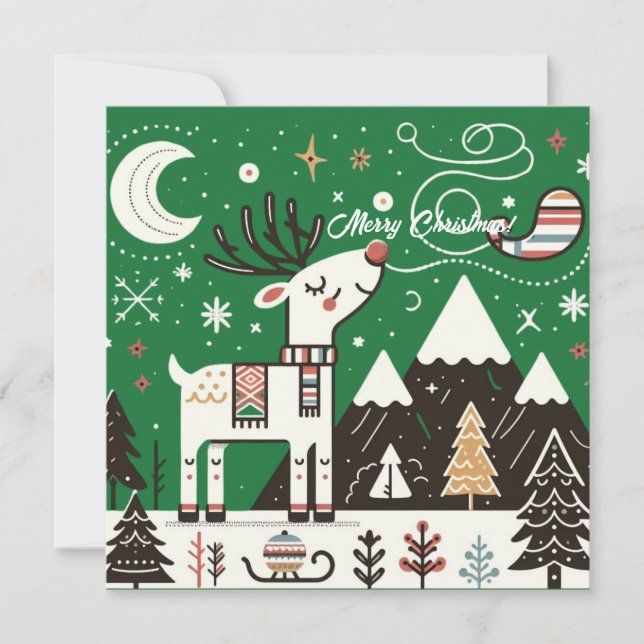  Funny  Nordic Reindeer Pattern Card (Front)