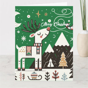 Funny Nordic Reindeer Pattern Card