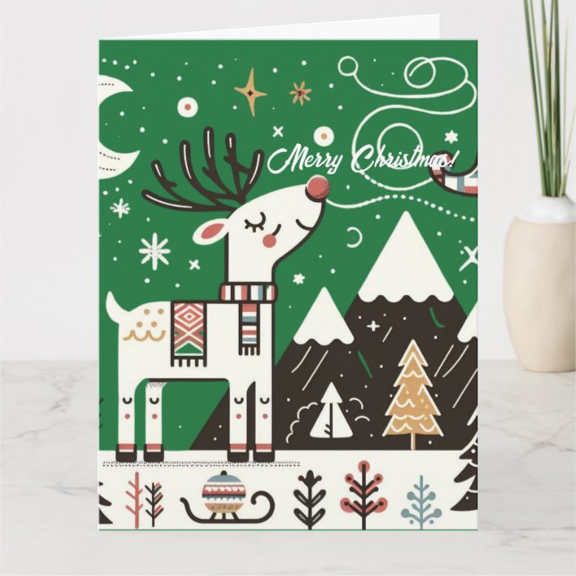  Funny  Nordic Reindeer Pattern Card (Front)