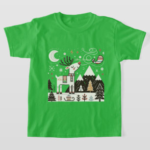  Funny  Nordic Reindeer Pattern T-Shirt