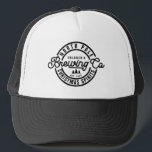 Funny North Pole Brewing Co Christmas Spirits Trucker Hat<br><div class="desc">Does your loved one loooves beer? A unique gift for him to wear during christmas. The design features a stamp like logo,  personalize with name,  Est year and 2 lines of text.</div>