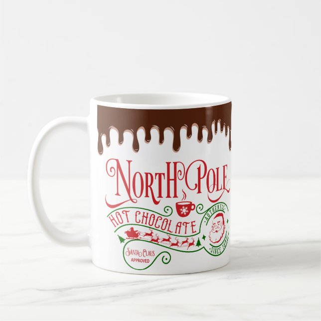 Funny North Pole Hot Chocolate Christmas Coffee Mug (Left)