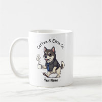 Funny Norwegian Elkhound Dog Business Suit Coffee