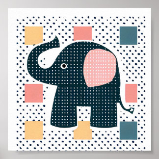 Funny Nose Elephant Kids Animal Poster