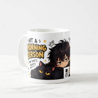 Funny Not A Morning Person Coffee Chibi Cat Mug