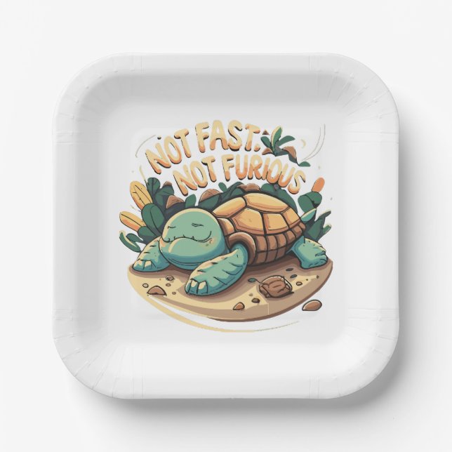 Funny Not Fast Not Furious Paper Plate (Front)