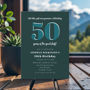 Funny "Not Older Just Premium" 50th Birthday Inv Invitation