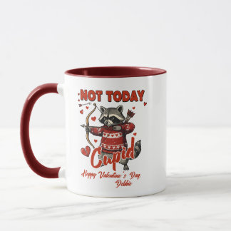 Funny "Not Today" Valentine Mug – Cupid Racoon