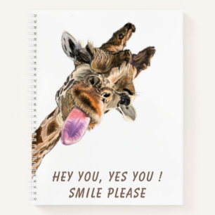 Funny Notebook with Playful Giraffe - Smile