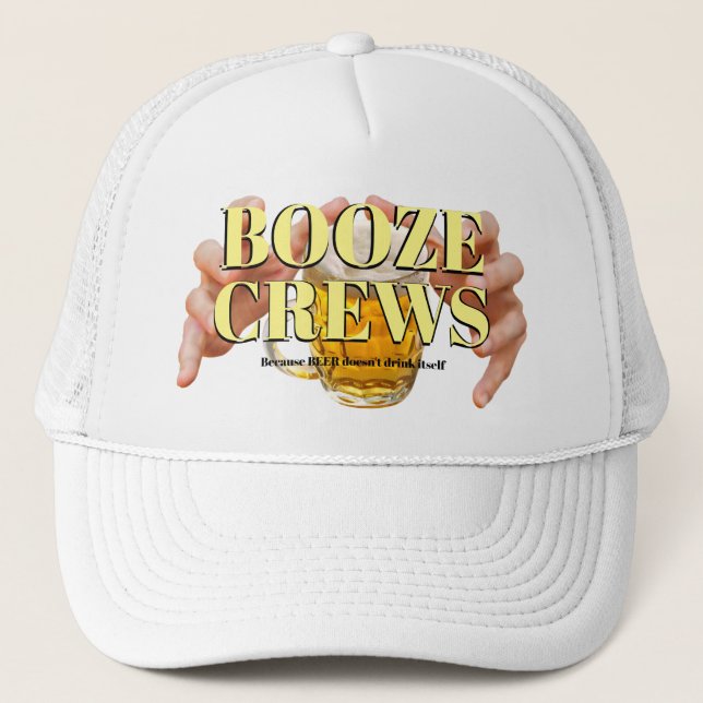 Funny Novelty Baseball Gift Idea BOOZE CREWS  Truc Trucker Hat (Front)