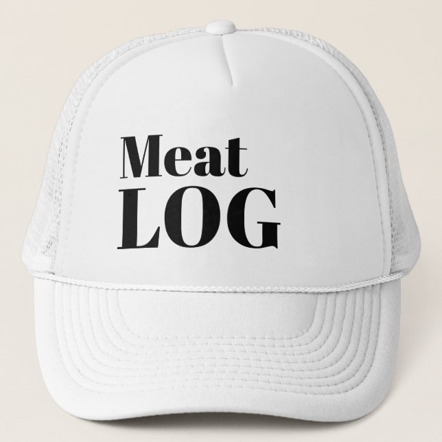 Funny Novelty Baseball MEAT LOG Trucker Hat (Front)