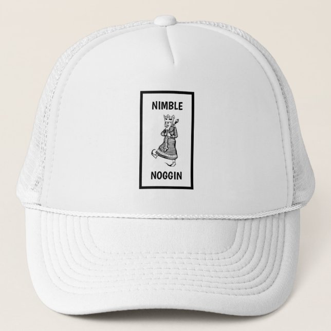 Funny Novelty Baseball NIMBLE NOGGIN Trucker Hat (Front)