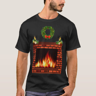 Funny novelty cool xmas gifts ugly style fireplace T-Shirt