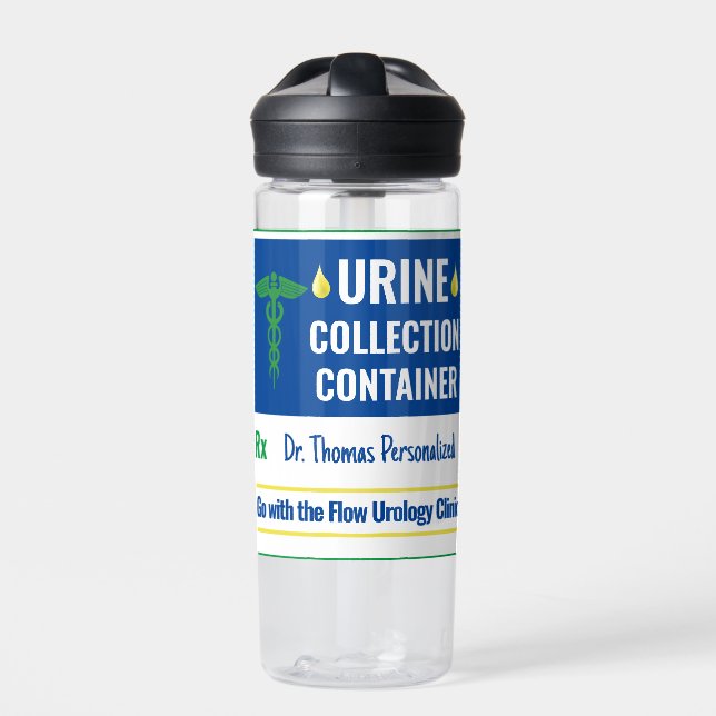 Funny Novelty Doctor Nurse Urine Collection Custom Water Bottle (Front)