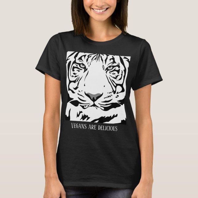 Funny Novelty Graphic VEGANS ARE DELICIOUS T-Shirt (Front)