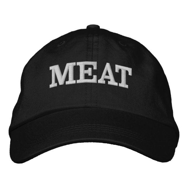 Funny Novelty MEAT Embroidered Hat (Front)