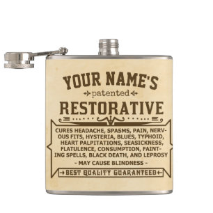 Funny Novelty Personalized Cure-All Vintage 2 Hip Flask