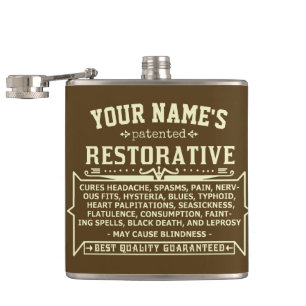 Funny Novelty Personalized Cure-All Vintage 3 Hip Flask