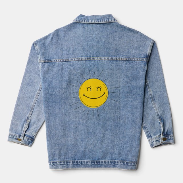 Funny Novelty Summer Vacation BEACHES BE CRAZY T-S Denim Jacket (Back)