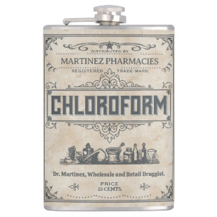 Funny Novelty Vintage Chloroform All Custom Text Hip Flask