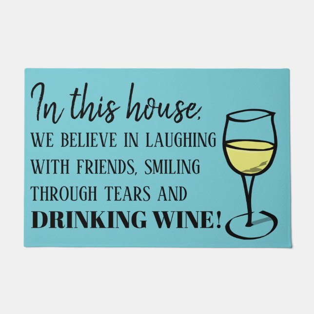 Funny Novelty Wine In This House Doormat (Front)