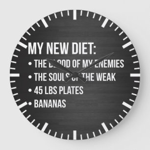 Funny Novelty Workout Humor - My New Diet - Gym Large Clock