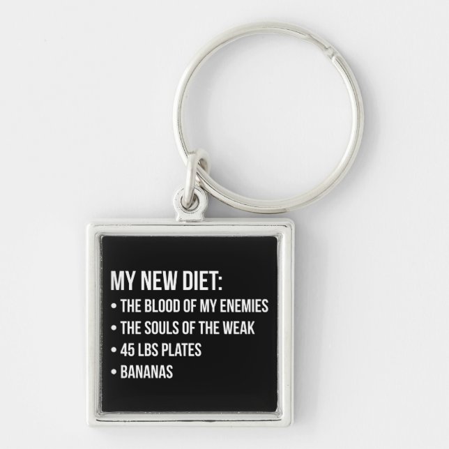 Funny Novelty Workout Humour - My New Diet - Gym Keychain (Front)
