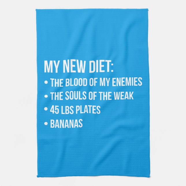 Funny Novelty Workout Humour - My New Diet - Gym Kitchen Towel (Vertical)