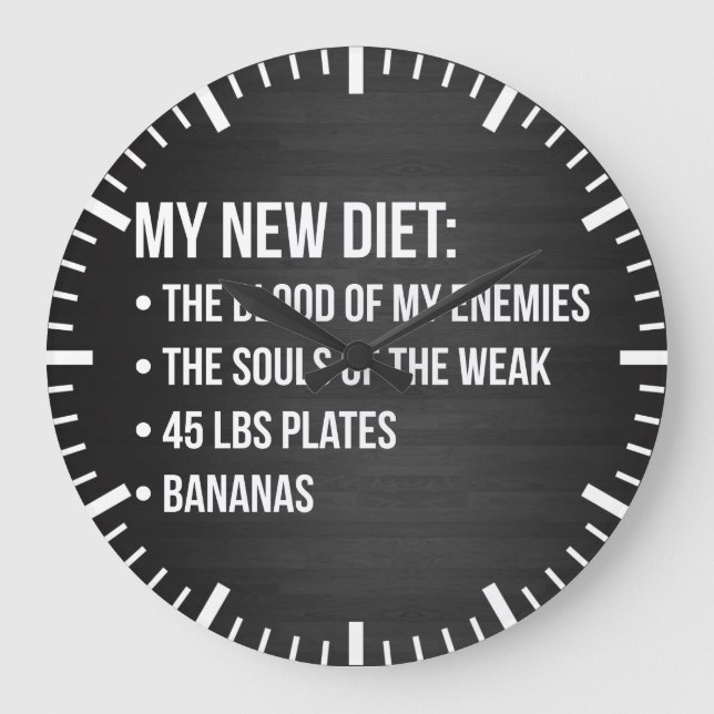 Funny Novelty Workout Humour - My New Diet - Gym Large Clock (Front)