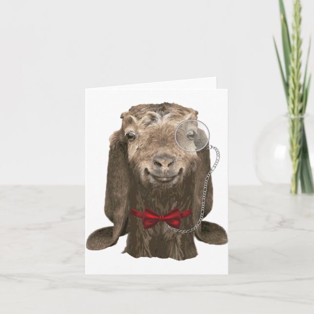 Funny Nubian Goat With Monocle Card (Front)