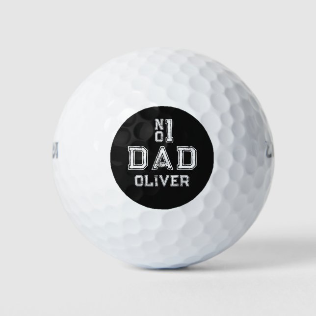 Funny Number 1 Dad Personalized Name Golfer  Golf Balls (Front)