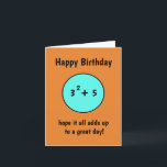 Funny number birthday card 14 for teenager<br><div class="desc">Orange with blue number birthday card for teenager boy. Change their age to 13, 14, 15, or any other age by changing the sum. 3 to the power of 2, equals 9. Then add any number you need to match the new age of the birthday boy or girl. 3x3 4=13...</div>