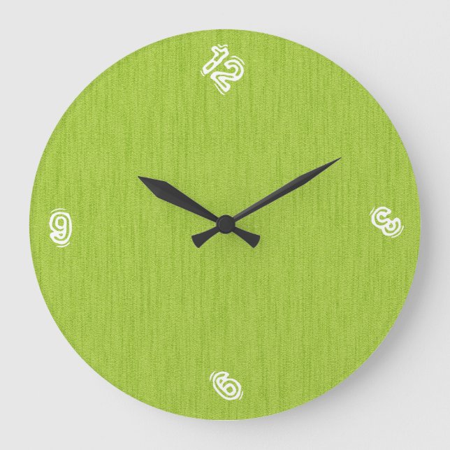 Funny Number with Green Wood Grain Large Clock (Front)