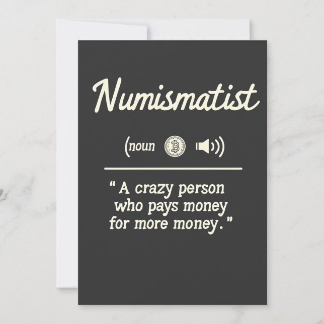 Funny Numismatist Definition Crypto Investing   Invitation (Front)
