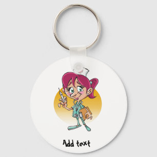 Funny nurse cartoon personalized keychain