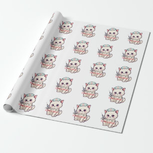 Funny Nurse Cat The Vein Finder Personalized Wrapping Paper