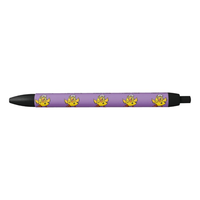 Funny Nurse Chick Cartoon Black Ink Pen (Front)