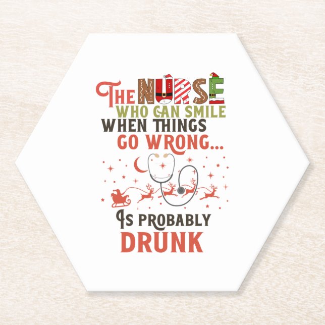 Funny Nurse Christmas Pun Quote Hilarious   Paper Coaster (Front)
