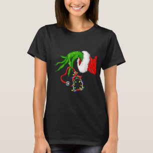 Funny Nurse Christmas Stethoscope Nurses Xmas Ligh T-Shirt