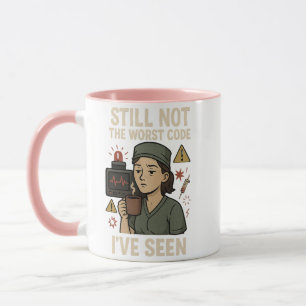 Funny Nurse Code Mug Bleu - Infirmière au café Fat