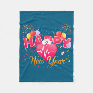 Funny Nurse Crew Heartbeat New Years Eve Party 202 Fleece Blanket