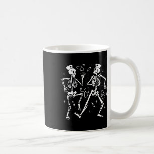 Funny Nurse Dancing Skeleton Halloween Skeleton Co Coffee Mug