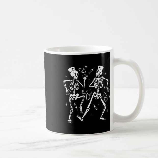 Funny Nurse Dancing Skeleton Halloween Skeleton Co Coffee Mug (Right)
